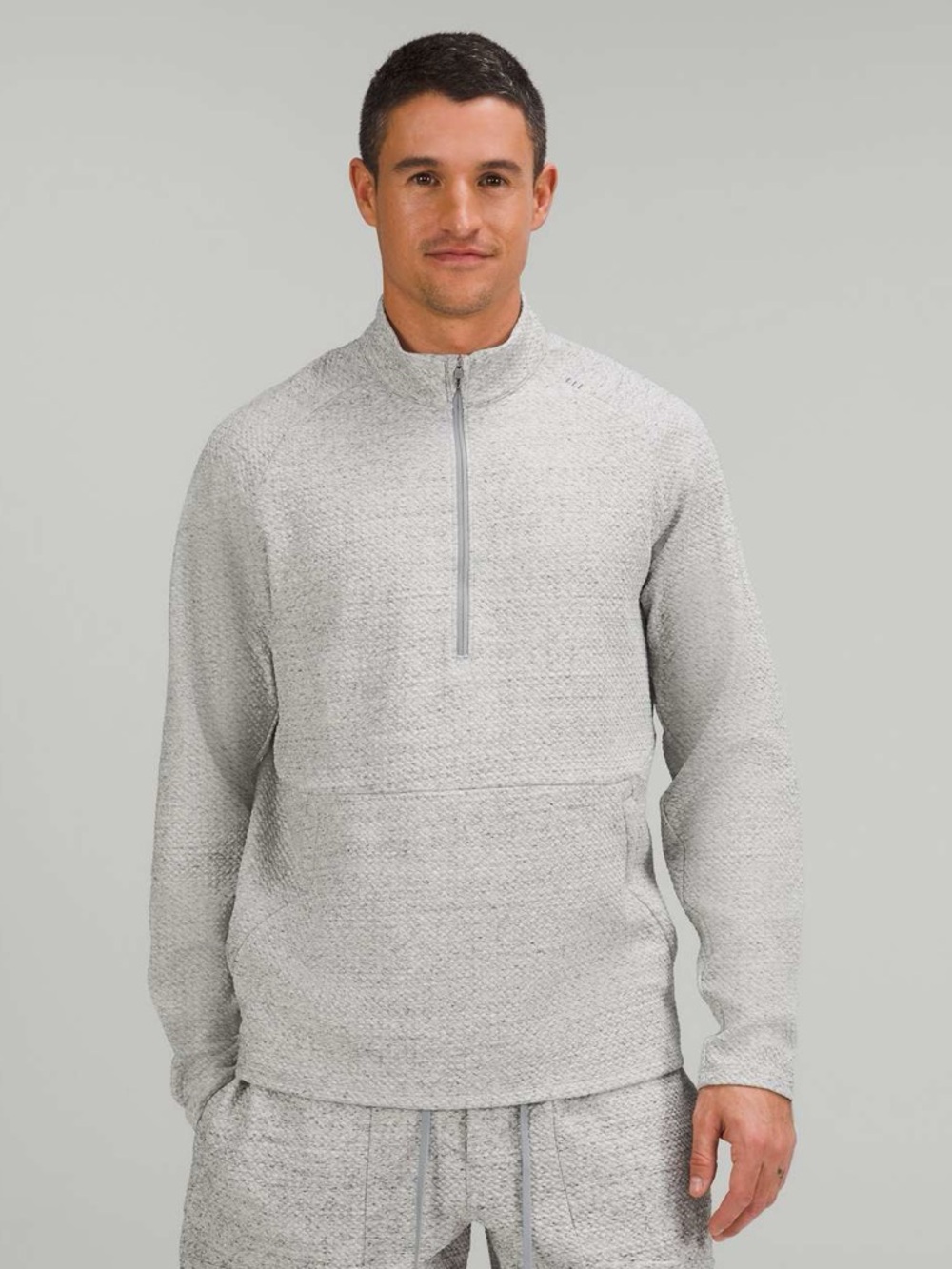 Men’s Lululemon Ease The Day Half Zip in Textured Light Grey